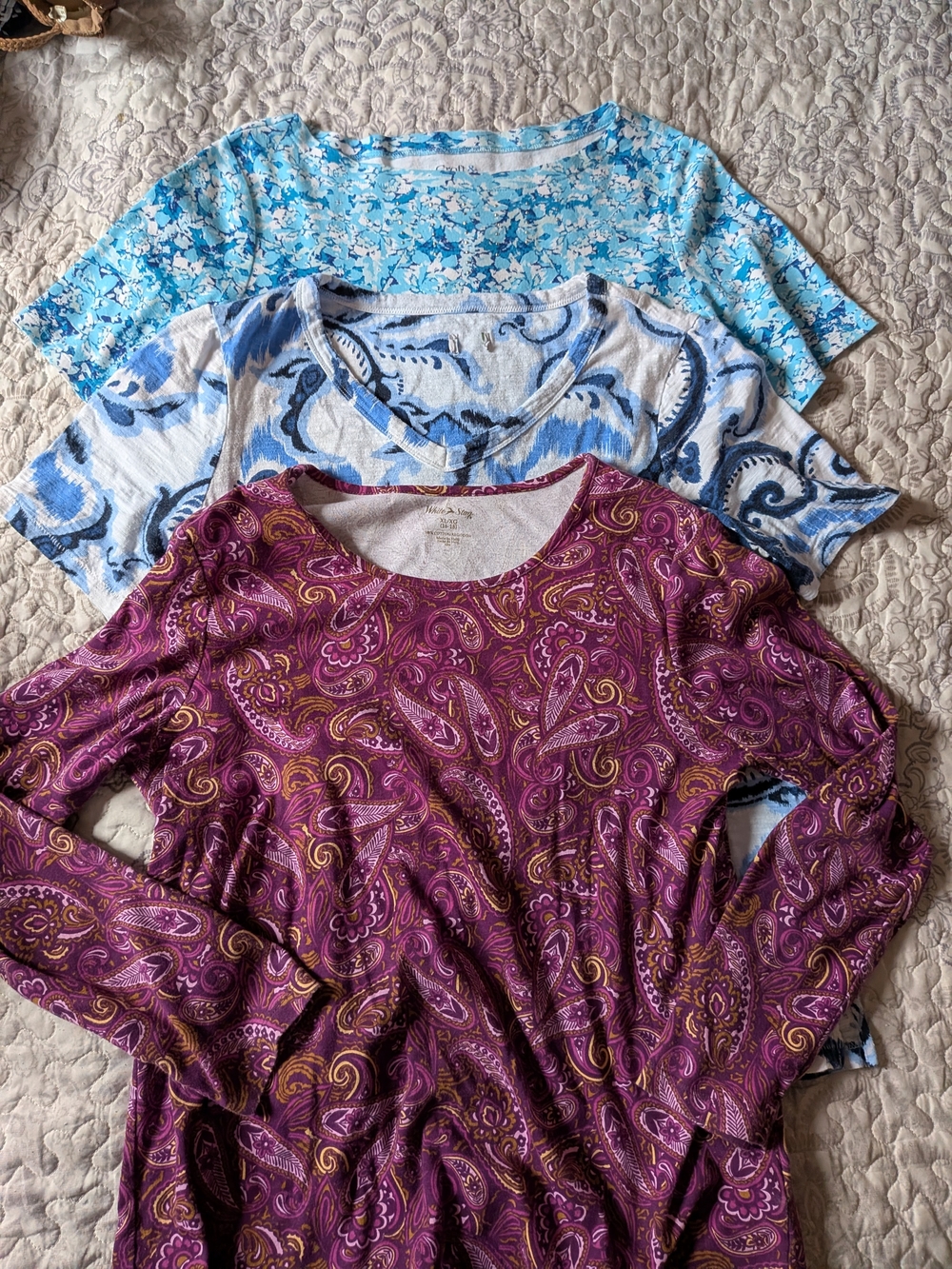 Women’s Long Sleeve Paisley Tunic Top - Purple